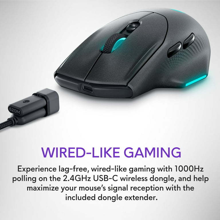Alienware Wireless Gaming Mouse, AW620M, 2.4GHz, 26000 DPI