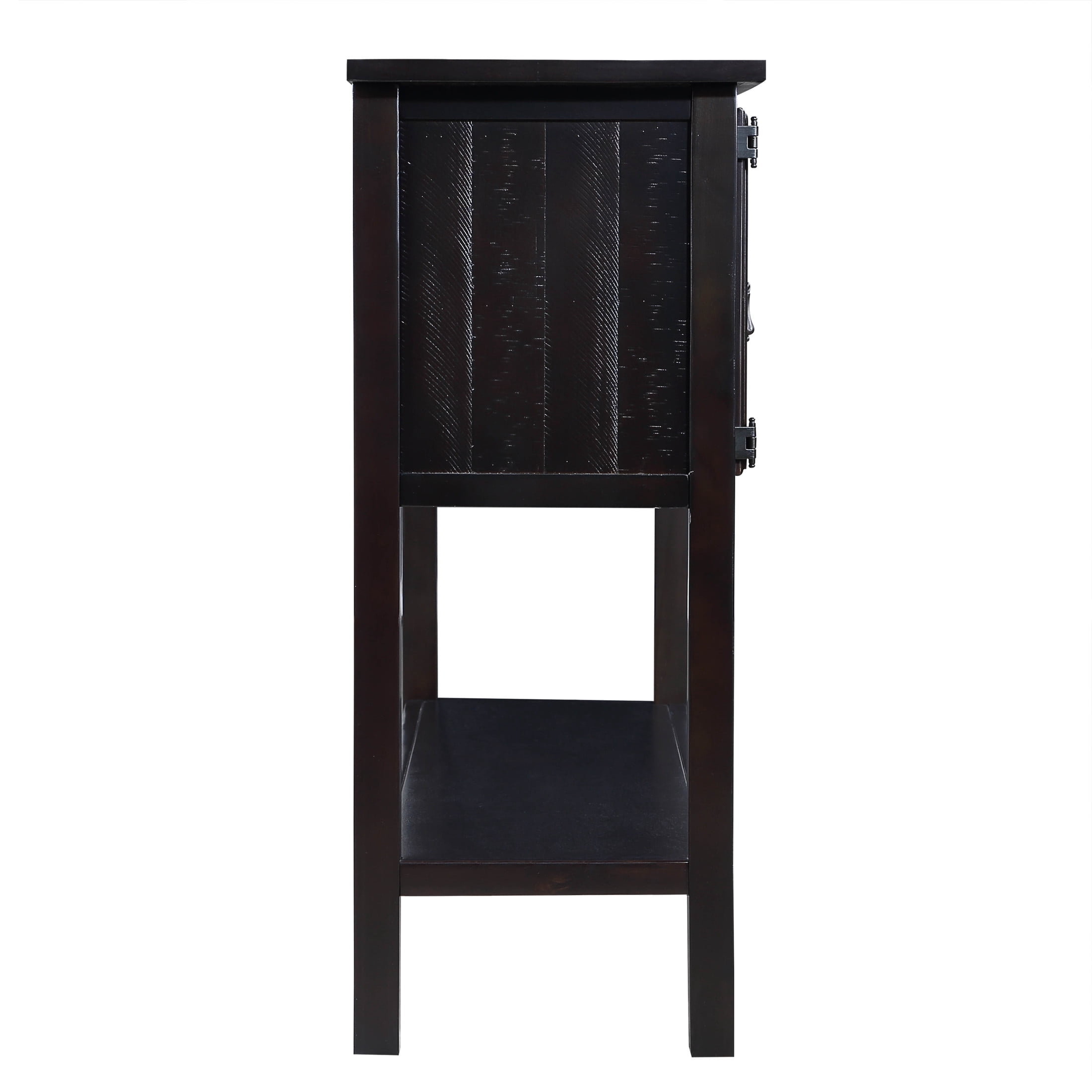 Noble House Warren Modern Entryway Console Table, Pine Wood Frame with Drawers, Cabinets and Shelf, Espresso