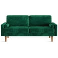thumbnail image 3 of 70" Luxury Velvet Couch, Neche 3 Seater Modern Upholstered Loveseat Sofa in a Box, Office Home Living Room Furniture, 2 Pillows,Green, 3 of 8