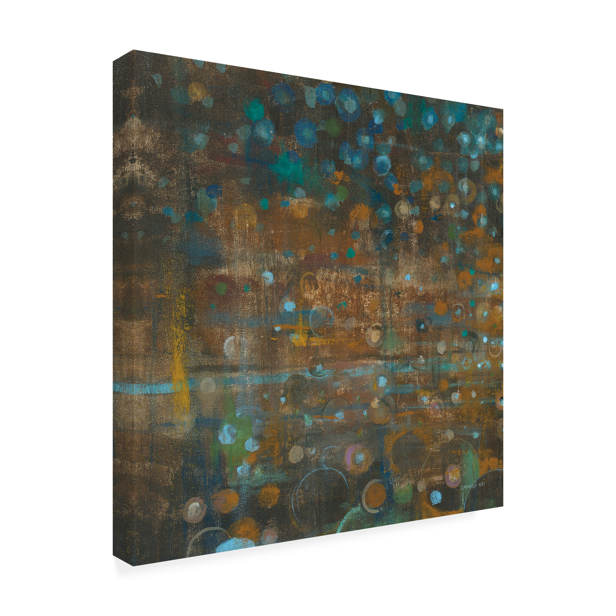 Trademark Fine Art 'Blue and Bronze Dots IX' Canvas Art by Danhui Nai