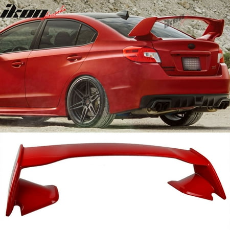Sti Trunk - For 15-17 Subaru WRX STI Style ABS Trunk Spoiler Painted #C7P Lightning Red