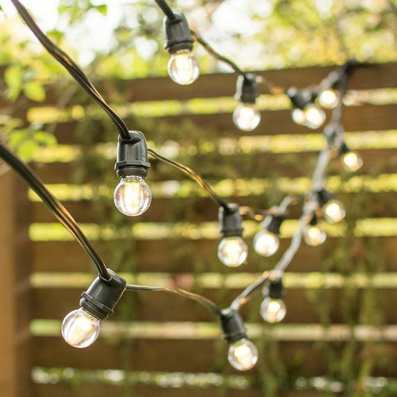 Commercial String Lights Commercial LED Globe String Lights 100Ft Black C9 Wire G30 Warm White