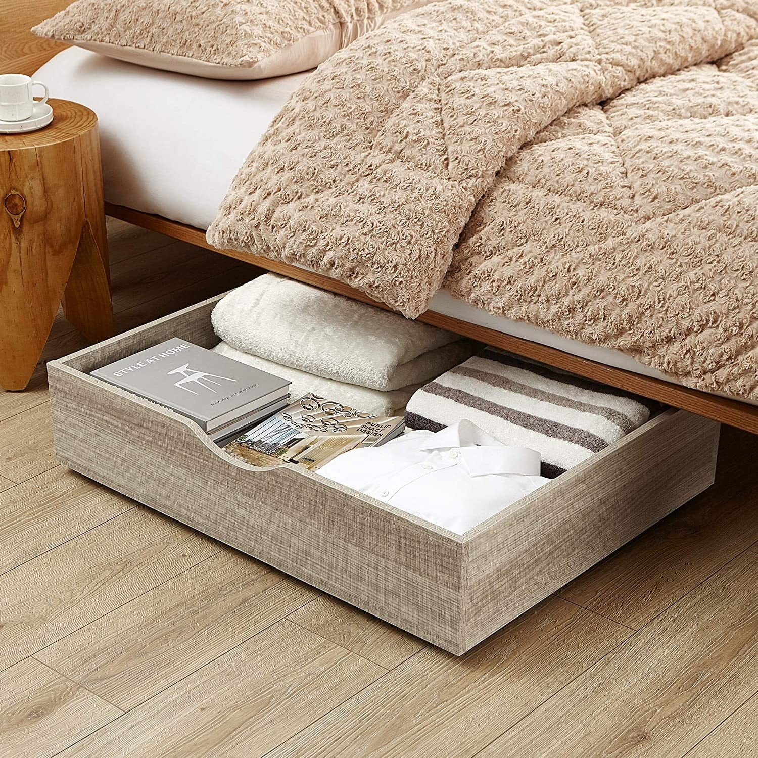 DormCo The Storage MAX Underbed Wooden Organizer with Wheels Natural