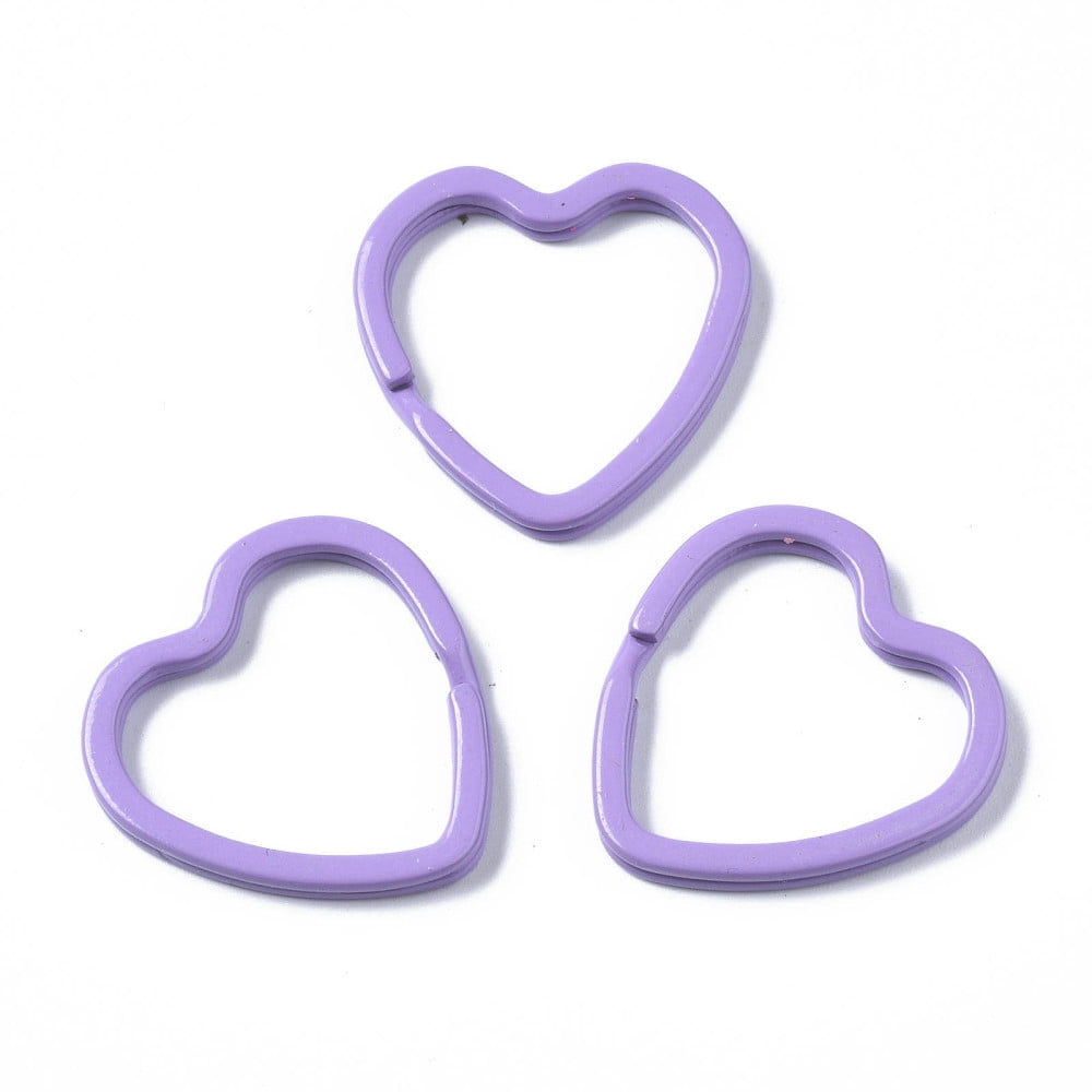 200pcs Spray Painted Iron Split Key Rings Keychain Clasp Findings Heart Mixed color 31x30.5x3mm Inner Diameter: 23x25mm