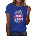 thumbnail image 2 of Ounisa Womens Short Sleeve Tops Crew Neck Easter Bunny Printed Loose Fit Cotton Blend 2026 Spring Summer Holiday Casual Comfortable Trendy Daily Wear Tees S-2XL, 2 of 4