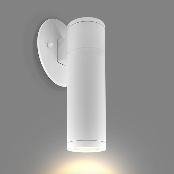 LUXRITE 2.5-Inch LED Cylinder Wall Light, 15W, 1100LM, 5CCT,Dual Dimmable TRIAC/010V, 120277V, IC Rated, ETL, White