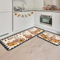thumbnail image 3 of Buffalo Plaid Pumpkin Fall Kitchen Rugs Set of 2, Non Slip Absorbent Autumn Thanksgiving Kitchen Mats Pumpkin Gnomes Kitchen Rugs and Mats Sets 17"x47"+17"x30", 3 of 6