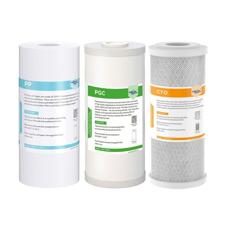 

Membrane Solutions Whole House Water Filter Replacement 3-Stage 10 x 4.5 5 Micron Sediment and Carbon Block Filters Compatible with iSpring Express Water GE Pentek 1 Set
