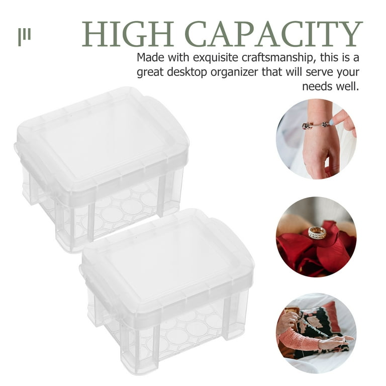 10pcs Mini Containers with Lids Plastic Container Mini Plastic Boxes Small Box with Lids, Size: 8.50X6.50X5.00CM, White
