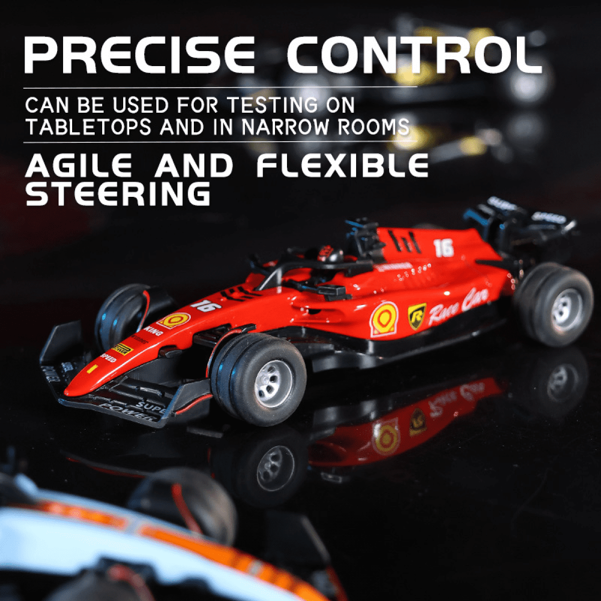 Remote Control Car 1:64 Scale Formula RC Race Car with Lights, Alloy Racing Vehicle for Adults Kids Gifts-Blue