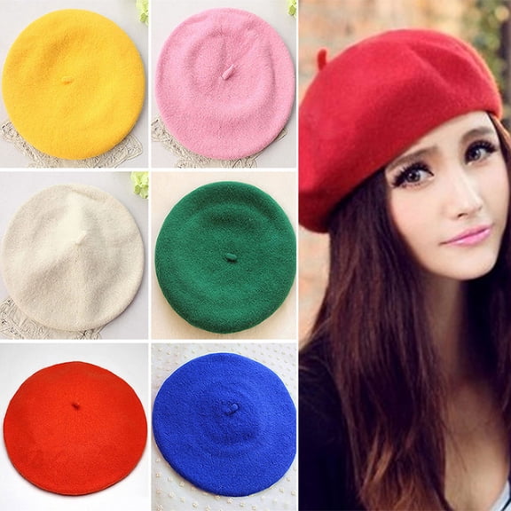 Hevirgo Classic Solid Color Winter French Style Beret Artist Hat Casual Women Cap Gift
