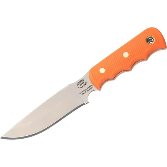 Knives of Alaska Bush Camp Fixed Blade Knife 6" Drop Point D2 Bead Blasted Blade SureGrip Handle Orange