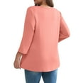 thumbnail image 6 of Ronuti 3/4 Length Sleeve Womens Tops 2025 Blouses for Women Dressy Casual Fashion Clothing V Neck Babydoll Tops Fall Outfits, 6 of 8