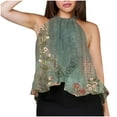 thumbnail image 2 of Ichuanyi Halter Flowy Tops for Women Summer Striped Sleeveless Shirts Blouse Casual Tank Tops Ruffle Hem Tops for Juniors, 2 of 6