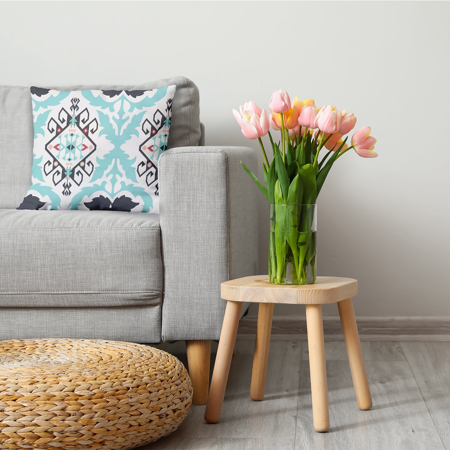 Simply Daisy 16" x 16" Black Polyester Throw Pillow
