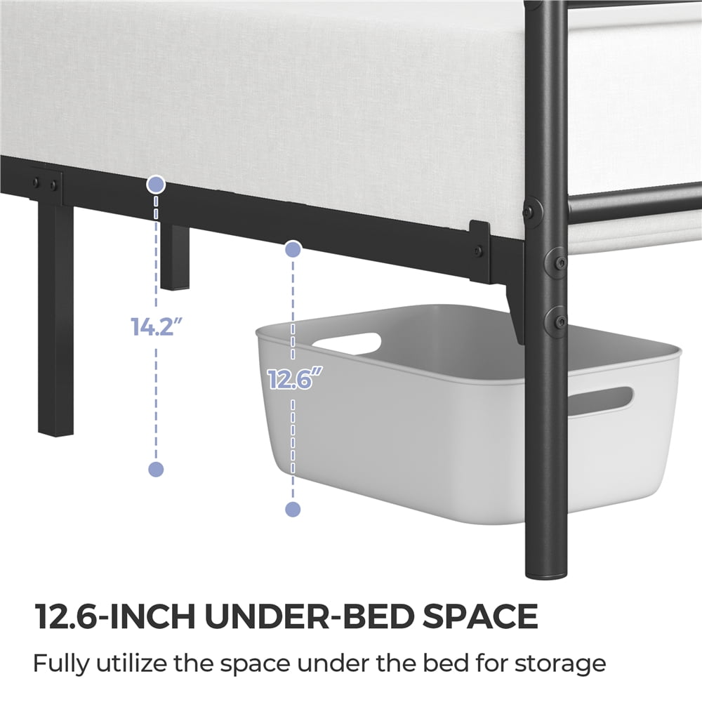 Yaheetech  Full Size Metal Platform Bed Frame with Headboard and Footboard, Black