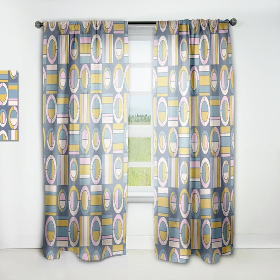 Designart 'Circular Design Retro Pattern I' Mid-Century Modern Curtain Panel