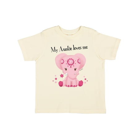 

Inktastic Aditi My Auntie Loves Me Pink Elephant Beautiful Gift Toddler Toddler Girl T-Shirt