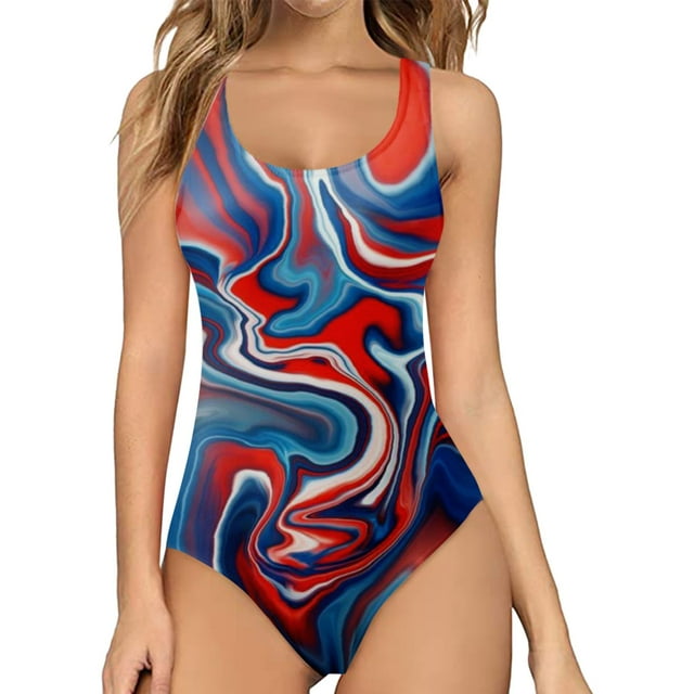 Aayomet Swimming Suit Ruffle Cutout High Waisted Bathing Suits Tummy Control Square Neck Wrap,Blue L