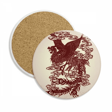 

Chinese Phoenix Bird Animal Portrait Coaster Cup Mug Tabletop Protection Absorbent Stone