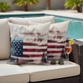 thumbnail image 5 of Independence Day Pillow Covers 2 Pack Mountains Forests USA Flag Pillowcase Waterproof Outdoor Throw Pillow Cover for Patio Garden Square Cushion 16”x16”, 5 of 9