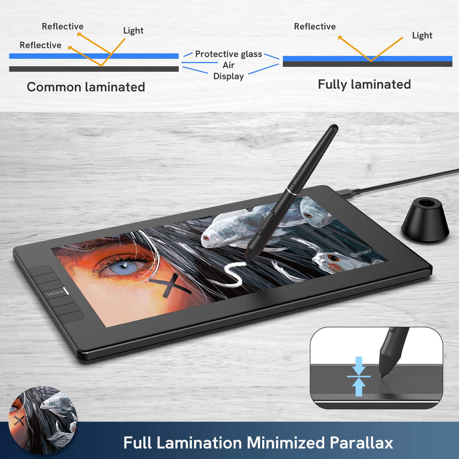 VEIKK VK1200 Graphics Drawing Tablet with Screen, 11.6 inch Full-HD Pen Display Monitor, with 6 Shortcut Keys VEIKK VK1200 Graphics Drawing Tablet with Screen, 11.6 inch Full-HD Pen Display Monitor, with 6 Shortcut Keys