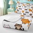 thumbnail image 4 of meiyoeat Cute Cat Cartoon Bed Spread Queen,Kitten Animal Print Queen Coverlet Set For Girls,3 Pieces,1 Quilt and 2 Pillowcases, 4 of 7
