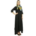 thumbnail image 4 of Bimba Women's Indian Black Rayon Asymmetrical Hem Casual Kurta With Scarf - 20, 4 of 8