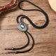 thumbnail image 3 of Western Rodeos Bolo Tie Necklace for Men and Women Metal Flower Pendant Faux Leather Cord Necktie Festivals Neckwear, 3 of 5