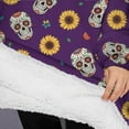 thumbnail image 3 of Oversized Wearable Blanket Hoodie,Purple Skull Sunflower Pattern Sherpa Blanket Hoodie with Super Pockets,Super Warm Fuzzy Pullover for Women & Men, 3 of 6
