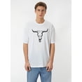 thumbnail image 1 of Camiseta informal de cuello redondo para hombre con estampado de calavera de oveja, ligeramente elástica, corte regular, top de verano de moda para deportes y ocio., 1 of 7