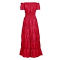 thumbnail image 4 of Oksale Womens Medieval Off The Shoulder Dresses Renaissance Smocker Dresses Vintage Puff Sleeve Dress Elegant Corset Long Dress for Party Red, 4 of 6