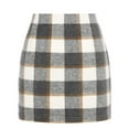 thumbnail image 5 of FASHOFT Christmas Plaid Skirts for Women Mini Skirt Fall Winter Elegant High Waisted Pencil Skirt Vintage Bodycon Wool Short Skirt Light Gray M, 5 of 5