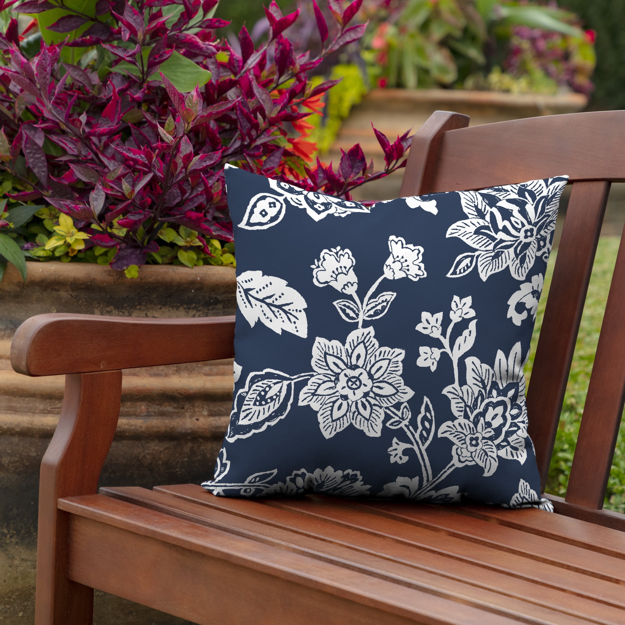 ARDEN Essentials Outdoor Pillow 16 x 16, Sapphire Blue Ashland Jacobean