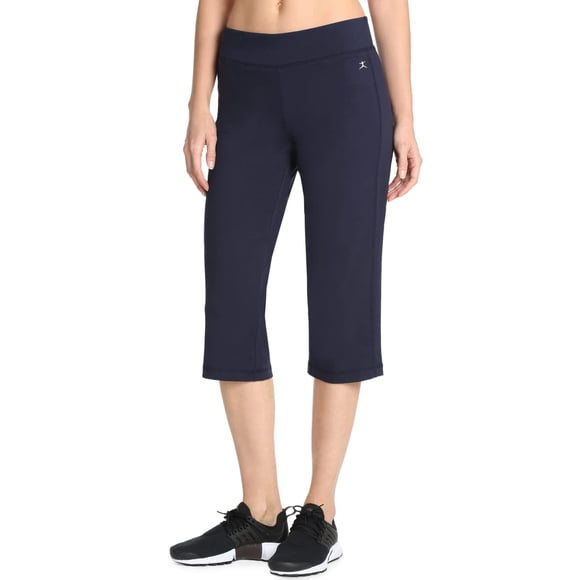 Danskin Pantalon Court de Yoga Ajusté Élégant pour Femme Grande Taille, Bleu Marine Minuit, 3X