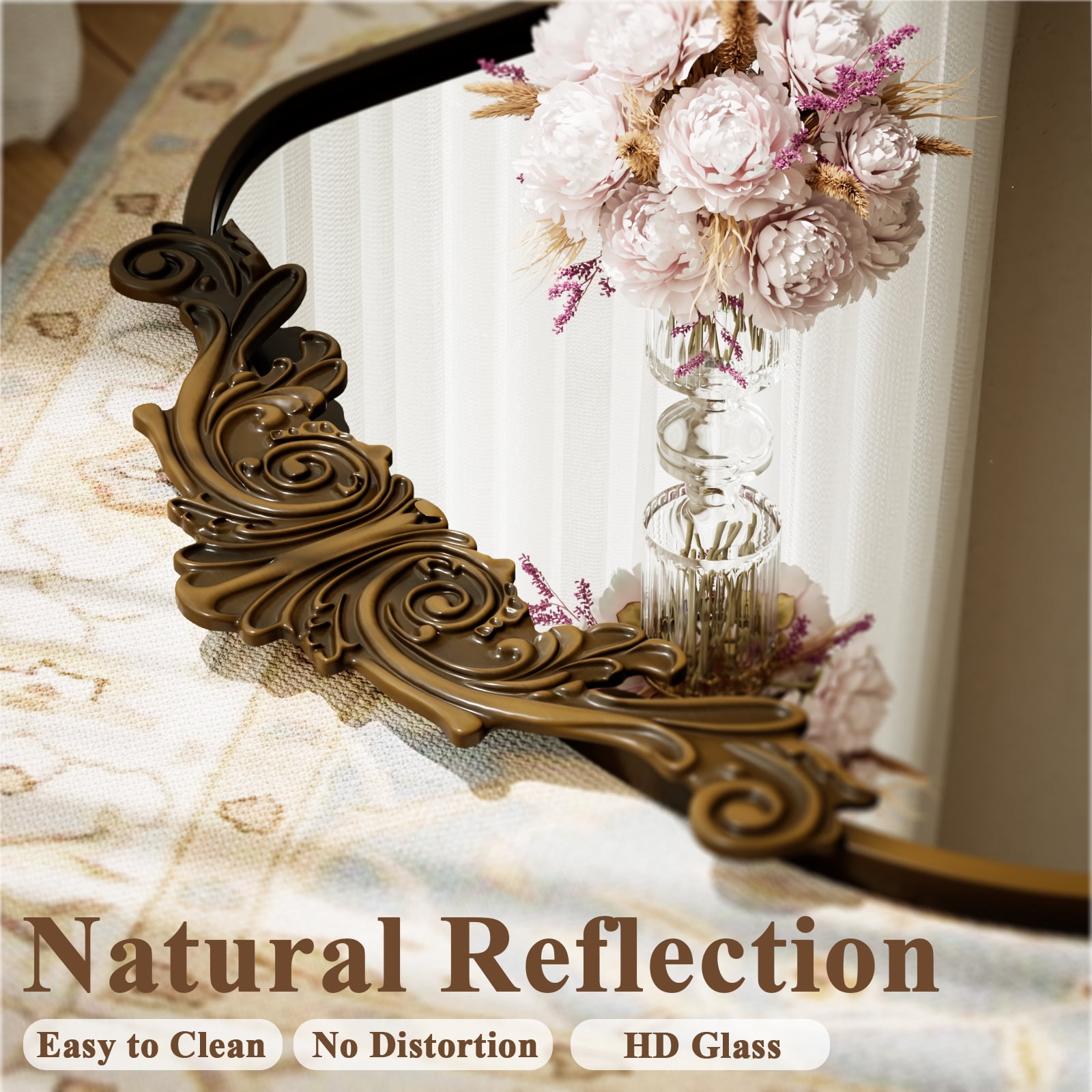 SHATTERVIEW 24"x36" Arched Wall Mirror Vintage Bathroom Mirror, Antique Bronze