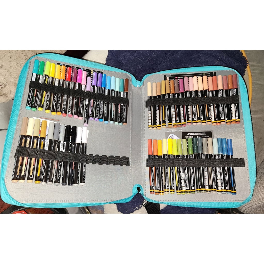 224 Slots Large Capacity Multilayer Marker Case with Shoulder Strap for Permanent Paint Marker Sketch Markers Storage