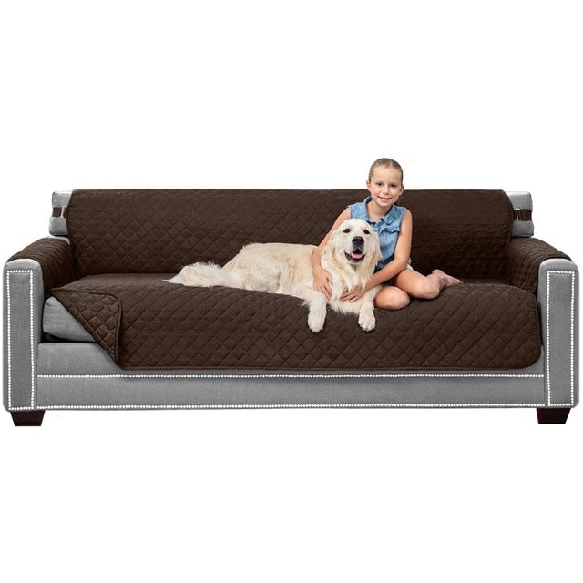 Original Patent Pending Reversible X-Large Oversized Sofa Protector, Many Colors, Seat Width to 78 Inch, Furniture Slipcover, 2 Inch Strap, Couch Slip Cover Throw for Dog, Pets, Chocolate