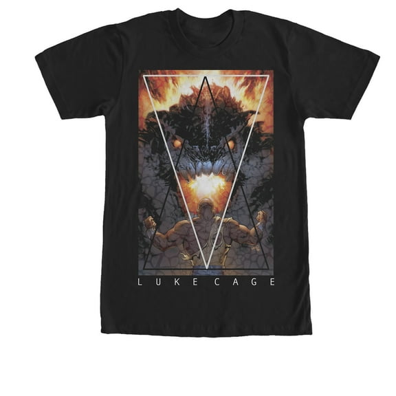 Men's Marvel Luke Cage Geometric Fire Monster  Graphic Tee Black Medium