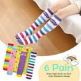 thumbnail image 2 of 6 Pairs Girls Knee High Socks - Colorful Cartoon Design Soft Cotton Knee Socks Mid-Calf Boot Socks for 3-12 Years Girls, 2 of 7