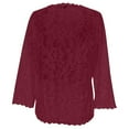 thumbnail image 5 of Fiaer,Long Sleeve Lace Beach Cover up for Women,Womens Plus Size Hollow out Casual Trendy Loose Fit Going out Tops Wine M, 5 of 5