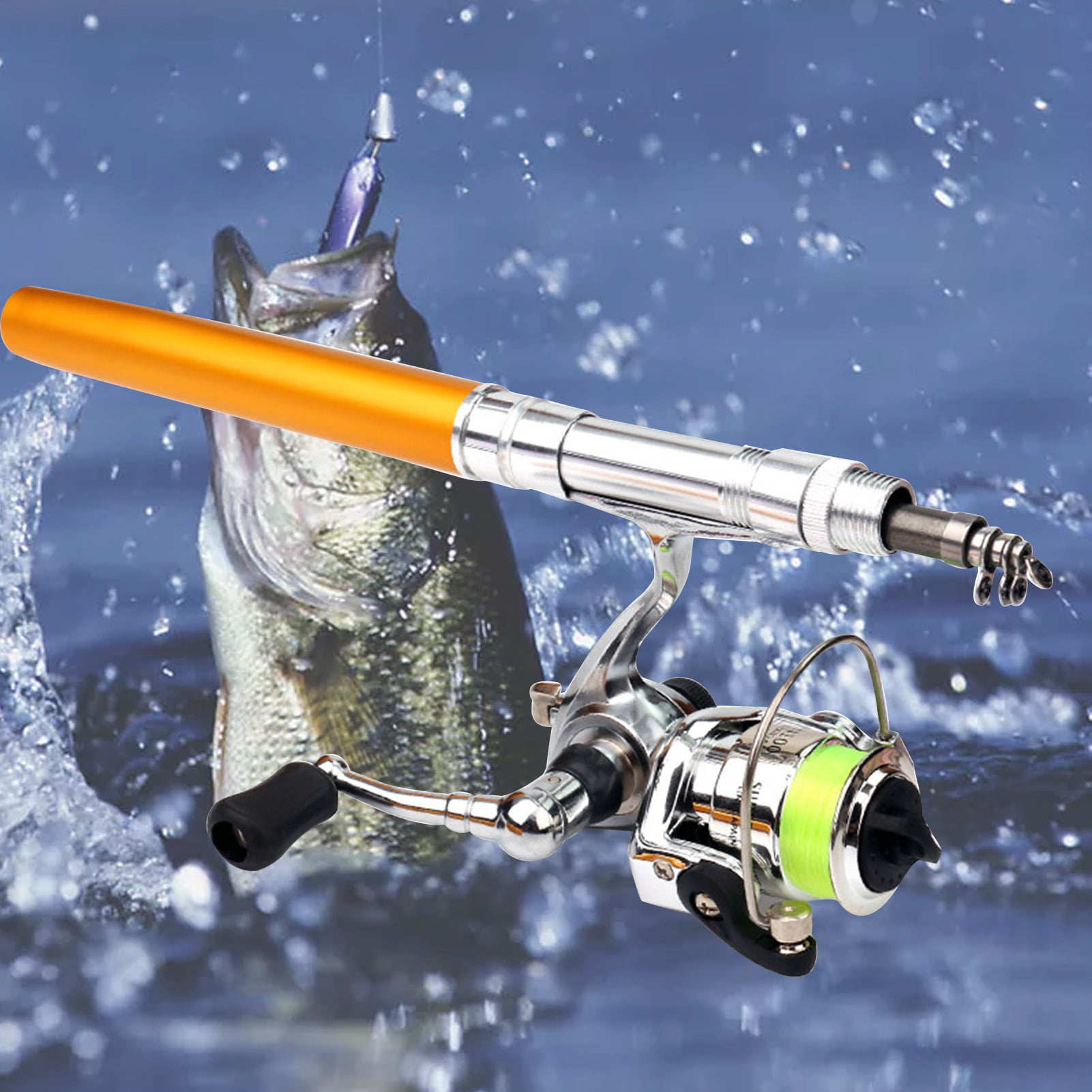 Pocket Collapsible Fishing Rod Reel Combo Pen Fishing Kit J9Y4