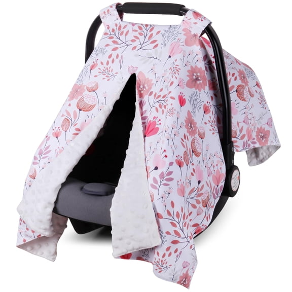 Car seat sunshade, ultra-soft wool car seat cover, suitable for mothers and breastfeeding mothers, ultra-soft wool blanket (pink begonia flower).