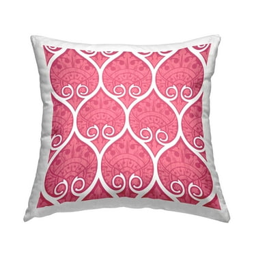 Stupell Industries Pink White Ogee Pattern Printed Throw Pillow Design by Geoff Tygert