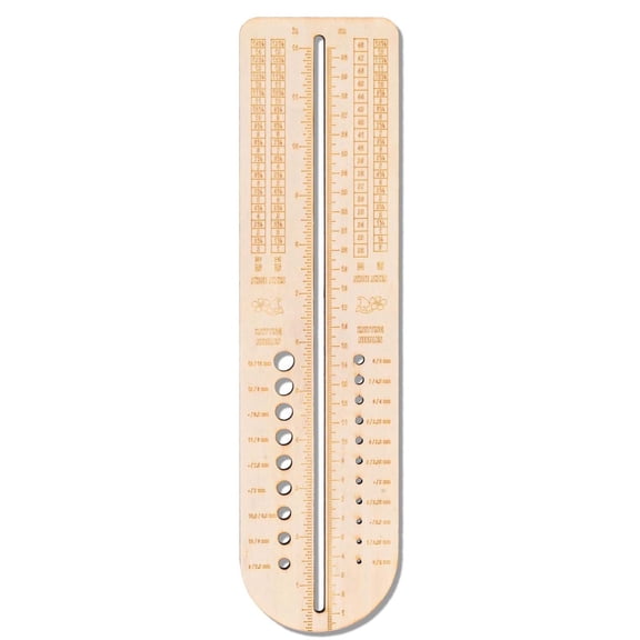 Knitting Needle Gauge Ruler, Measuring Tool for Crochet Hooks and Needle Sizes,19 Go-Through Calibers