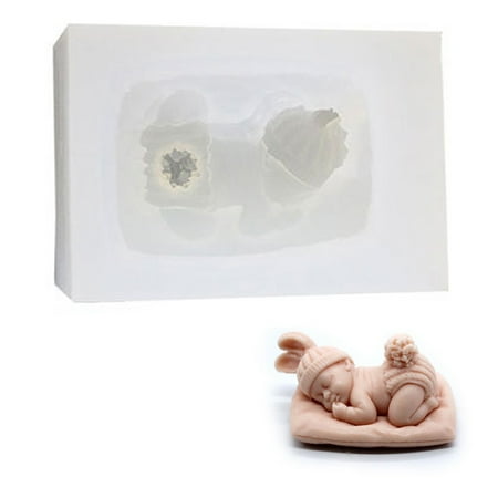 

3D Silicone Baking Mold Sleeping Baby with Pillow Baby Shower Soap Mold for Fondant Cake Topper Decorating Chocolate Candy Jellies