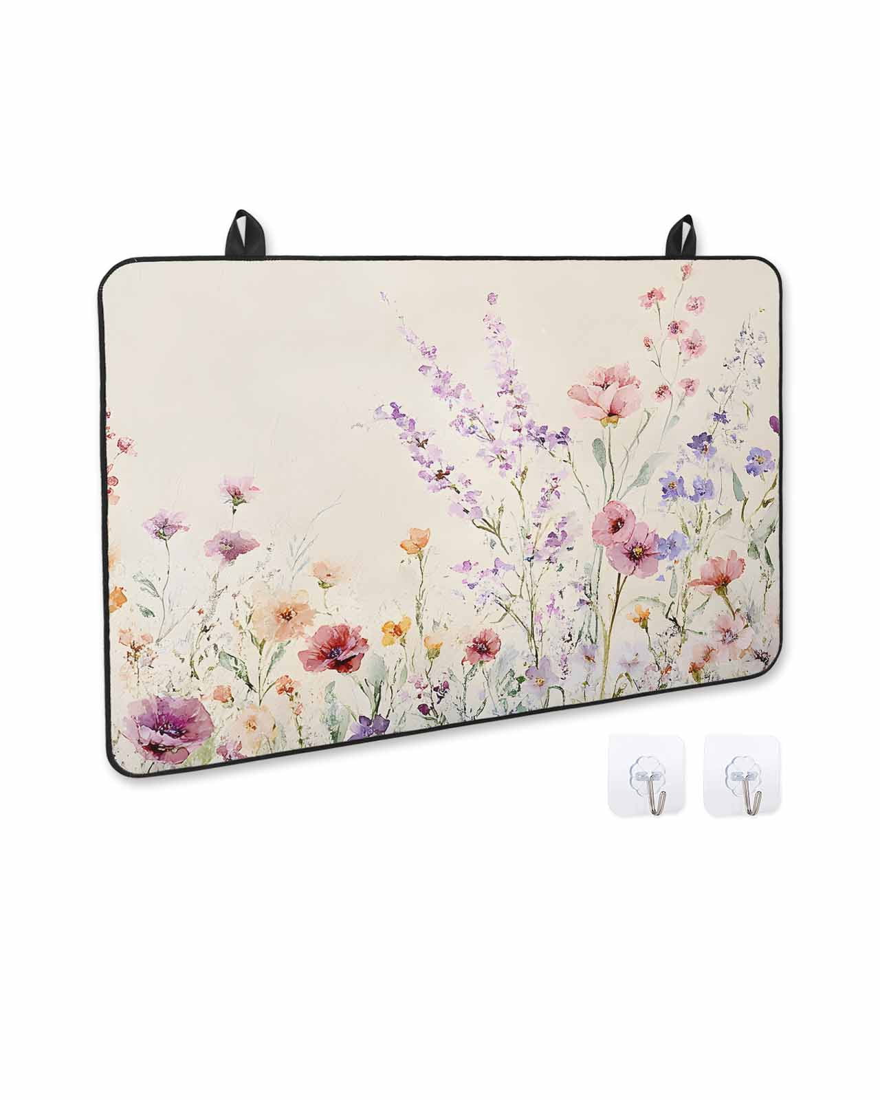 nqOlkjepod Large Induction Cooktop Protector Mat 36"x21", Spring Flowers Stove Top Covers for Electric Stove, Vintage Farmhouse Floral Decorative Stove Burner Cover Mats, Glass Top Stove Cover