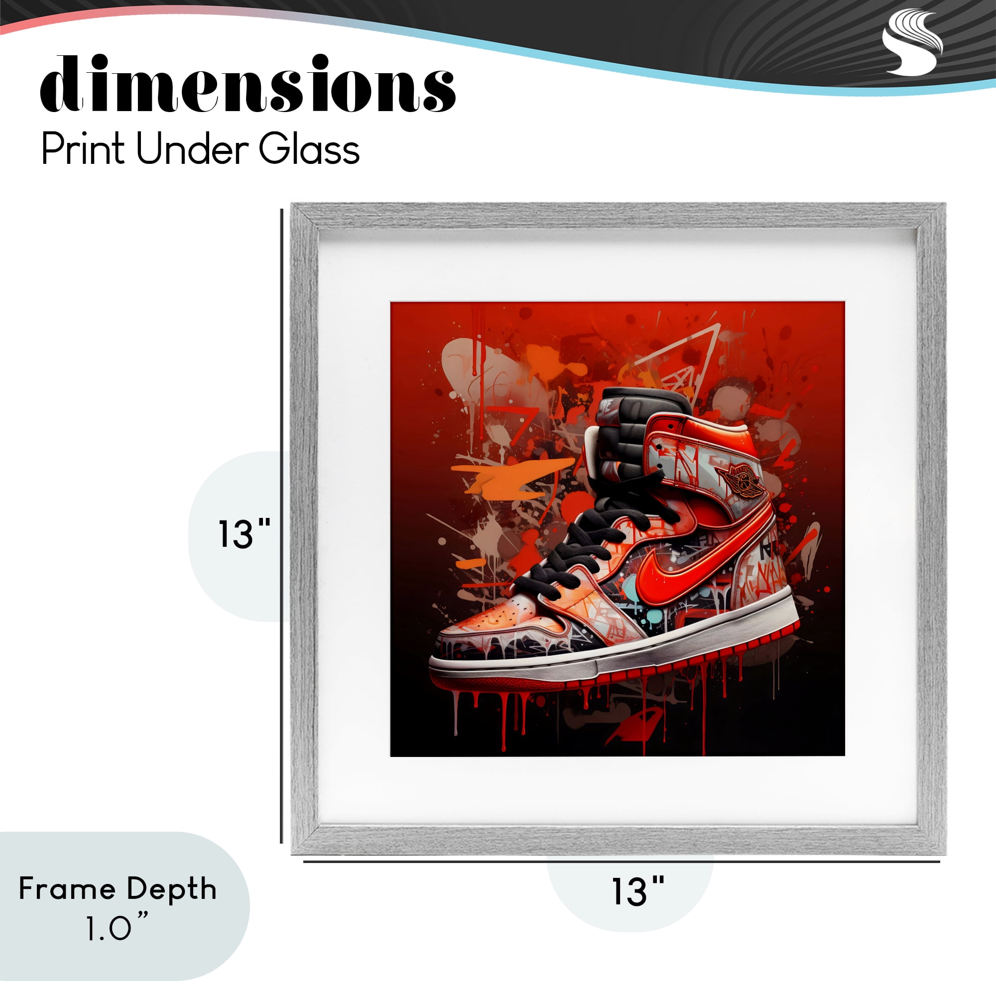 Stupell Industries Shades Of Red Sneaker Gray Framed Print Under Glass, design by Creative Studio