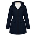 thumbnail image 5 of AGWOLF Womens Softshell Rain Jacket Waterproof Windproof Lightweight Hooded Rain Coats Cinched Waist Long Anorak Jacket with Pockets Navy XL, 5 of 9