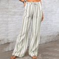 thumbnail image 4 of Casual Pants for Women Drawstring Striped Loose Wide Leg Trousers with Large Pockets, 4 of 5